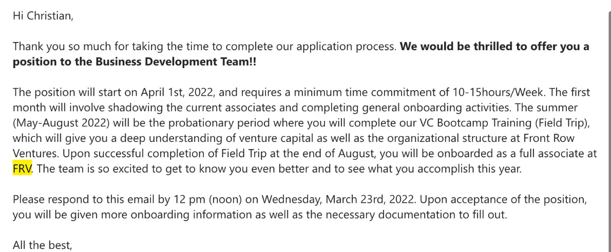 The acceptance email that changed everything